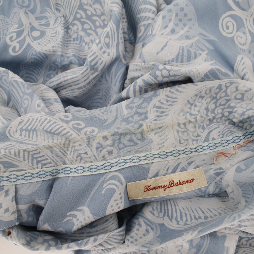 Tommy Bahama Hawaiian Shirt Mens 2XL Silk fish shrimp seafood print loop collar - Picture 15 of 16